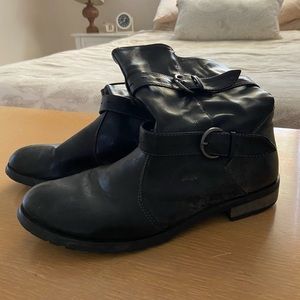 Women’s black moto boots
